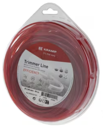 Trimmera aukla Ø2,4mm 69m, kvadrātveida, sarkana, Kramp Efficiency